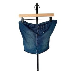 Y2K Denim Front Tie Tube Top